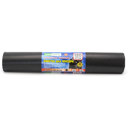 Мешки для мусора "Mirpack Extra", 50 мкм, 120 л, 10 шт/рулон