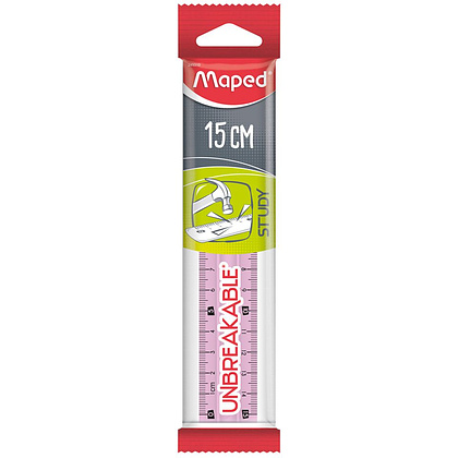 Линейка Maped "Unbreakable", 15 см, ассорти - 2