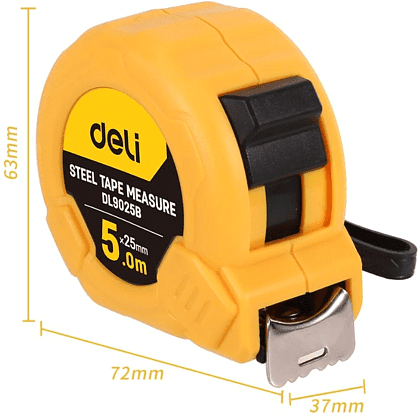Рулетка Deli YS EDL9025B, 5 м х 25 мм, желтый, черный - 2