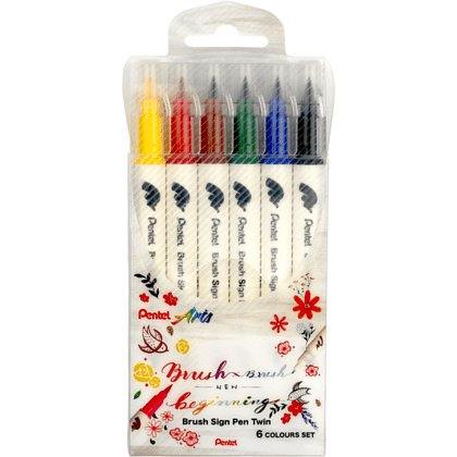 Маркер-кисть "Brush Sign pen twin", 6 шт