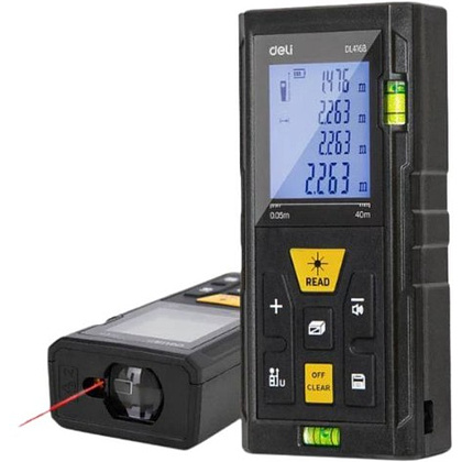 Дальномер лазерный Deli YS EDL4168, 60 м, желтый, черный