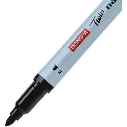 Маркер перманентный "Twin Name Pen", двусторонний, черный - 4