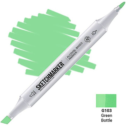 Маркер перманентный двусторонний "Sketchmarker", G103 зеленая бутылка