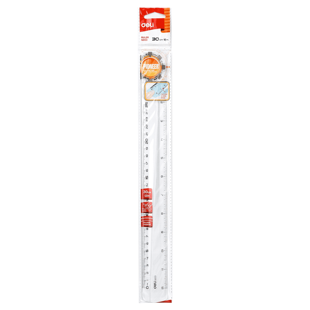 Линейка "Deli EG00312", 30 см, прозрачный - 2