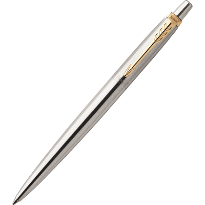 Ручка шариковая автоматическая "Parker Jotter Stainless Steel GT", 0.7 мм, серебристый, золотистый, стерж. синий