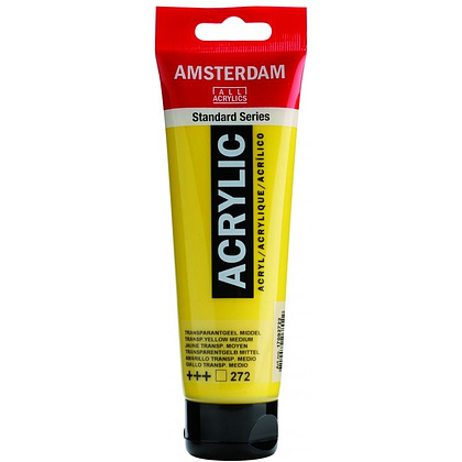 Краски акриловые "Amsterdam", 272 желтый средний прозрачный, 120 мл, туба