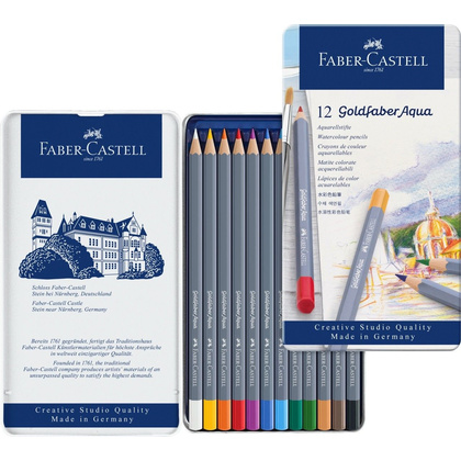 Карандаши цветные акварельные "Goldfaber Aqua", 12 цветов, металлическая упаковка - 2