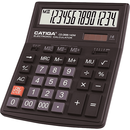 Калькулятор настольный CD-2698-14DM Catiga, 14-разрядный, пластик, черный