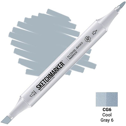 Маркер перманентный двусторонний "Sketchmarker", CG6 серый холодный №6