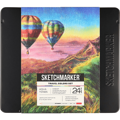 Цветные карандаши акварельные "Sketchmarker Путешествия", 24 цвета, жестяной пенал