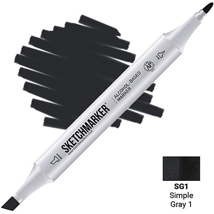 Маркер перманентный двусторонний "Sketchmarker", SG1 серый простой №1