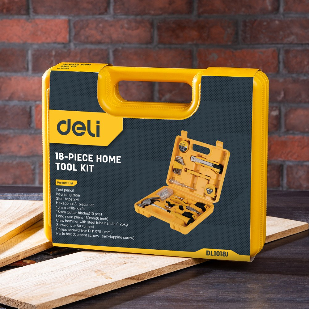 Набор инструмента Deli YS EDL1018J, 18 предметов, кейс, желтый - 4