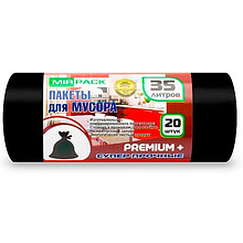 Мешки для мусора ПСД Mirpack "Premium+", 20 мкм, 35 л, 20 шт/упак