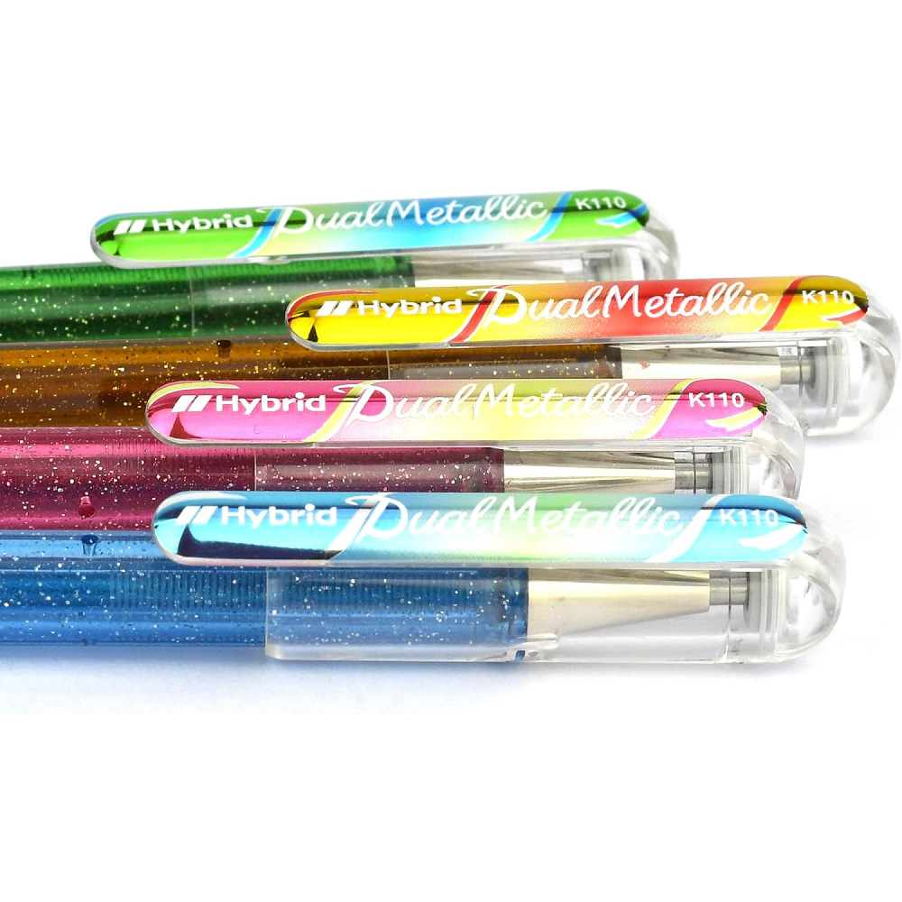 Набор ручек гелевых "Pentel Dual Metallic", 4 шт, ассорти - 6