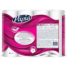 Бумага туалетная Papia 16,5 м, 3 слоя, 12 рулонов, 100% целлюлоза
