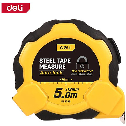 Рулетка Deli YS EDL3796, 5 м х 19 мм, желтый, черный - 4