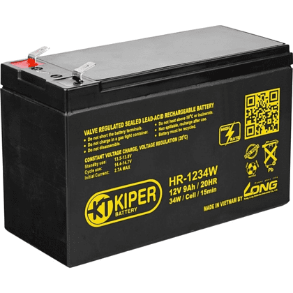 Аккумуляторная батарея Kiper HR-1234W F2, 12 В, 9 Ач