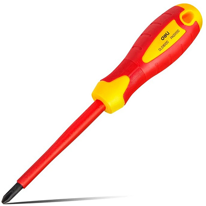 Отвертка диэлектрическая Deli YS EDL516100, PH2х100 мм, желтый, красный
