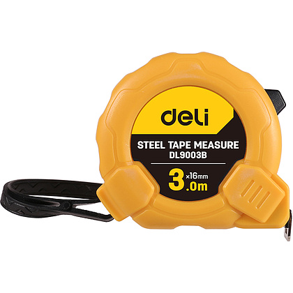Рулетка Deli "EDL9003B", 3 м, желтый