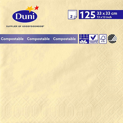 Салфетки бумажные "Duni", 125 шт, 33x33 см, ваниль