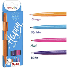 Маркер-кисть "Brush Sign pen. Happy", 4 шт