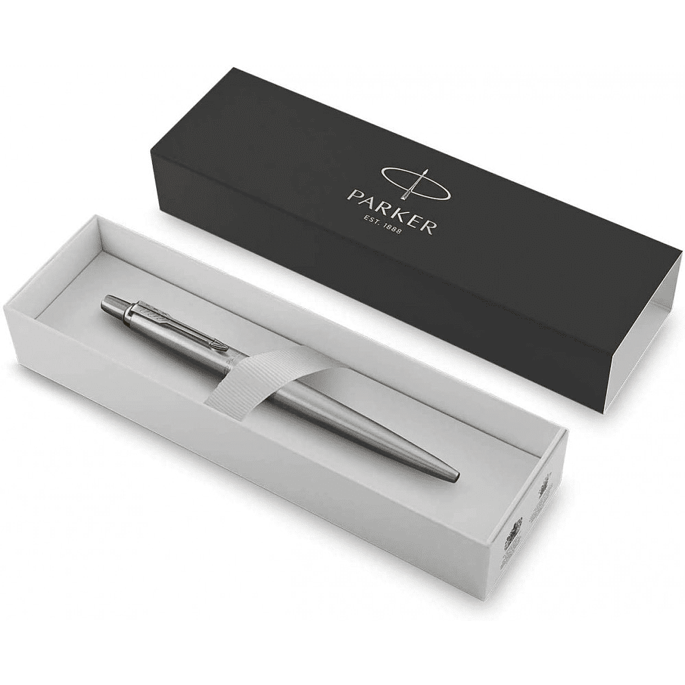 Ручка шариковая автоматическая "Parker Jotter Stainless Steel GT", 0.7 мм, серебристый, золотистый, стерж. синий - 3