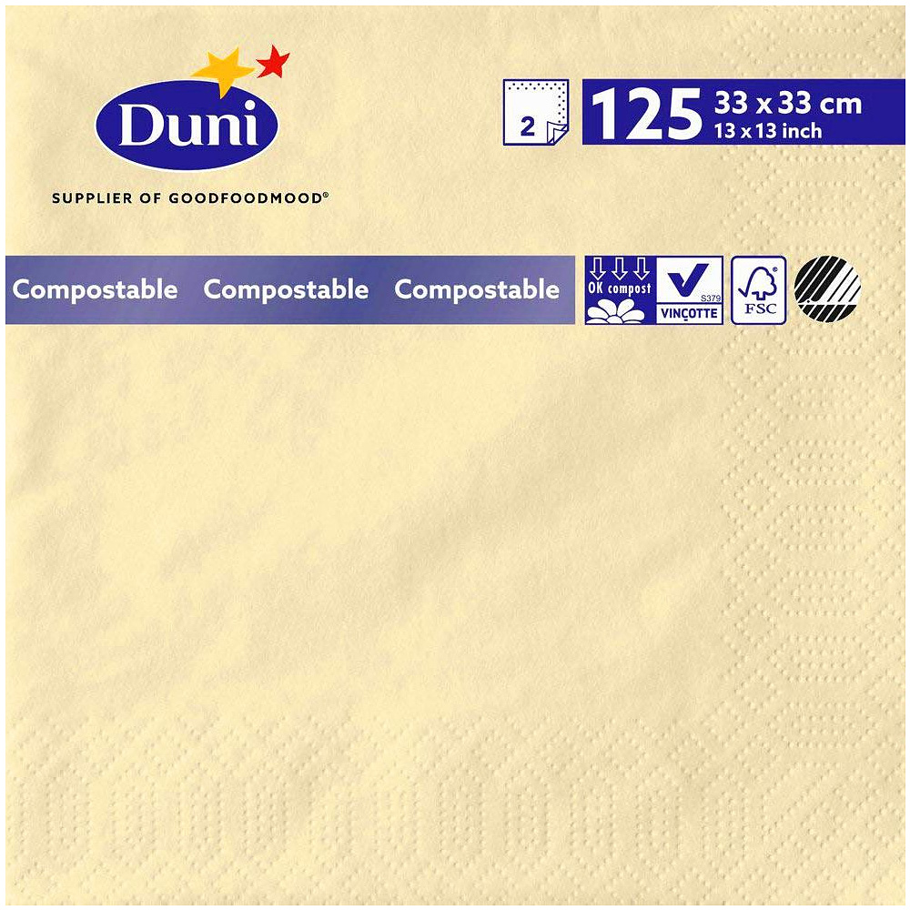 Салфетки бумажные "Duni", 125 шт, 33x33 см, ваниль