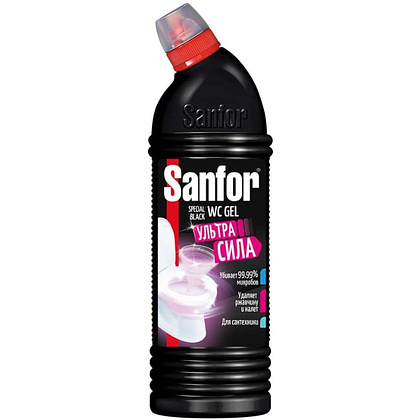 Средство чистящее для сантехники "Sanfor WC гель Special Black", 750 мл, гель