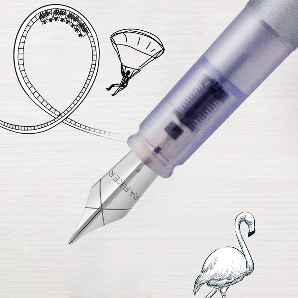 Ручка перьевая Parker "Vector XL Silver Blue", M, серебристый, патрон синий - 4