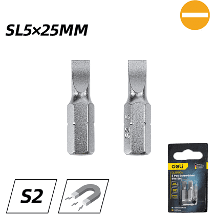 Бита Deli YS EDL251004, 2 шт., SL5 x 25 мм - 3