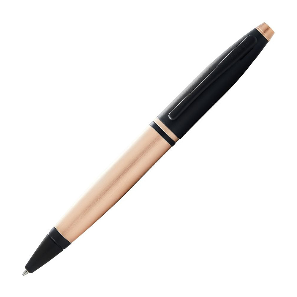Ручка шариковая автоматическая "Cross Calais Brushed Rose Gold Plate&Black Lacquer", 0.7 мм, розовое золото, черный, стерж. черный