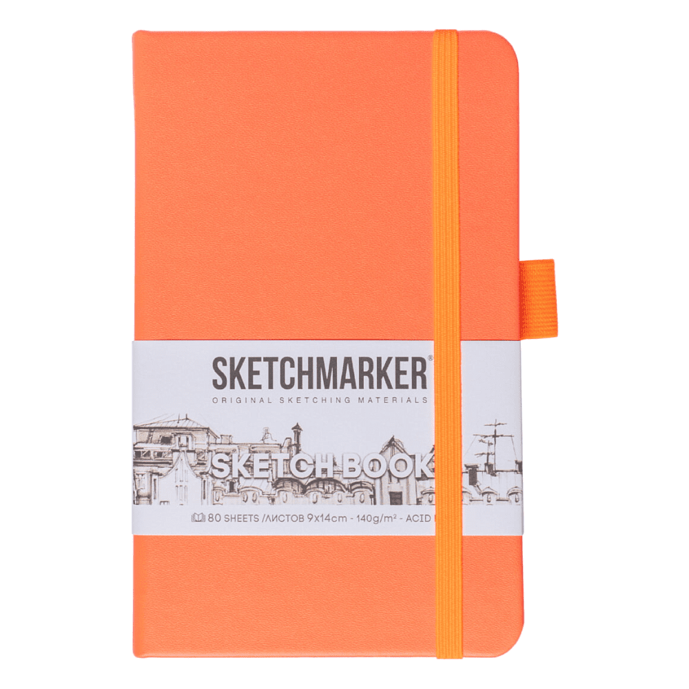 Скетчбук "Sketchmarker", 9x14 см, 140 г/м2, 80 листов, неоновый коралл