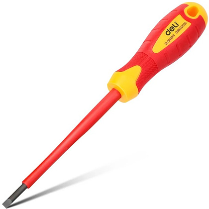 Отвертка диэлектрическая Deli YS EDL5141001, SL4х100 мм, желтый, красный