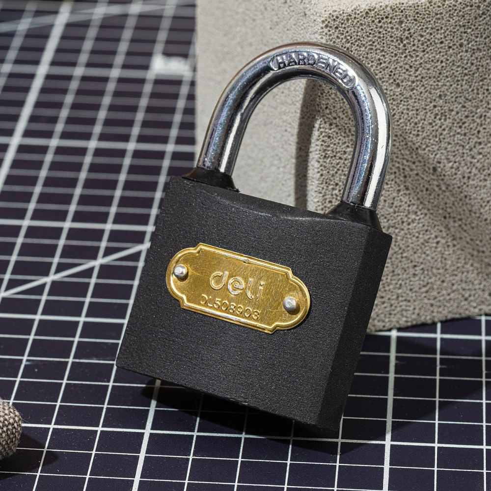 Замок навесной Deli YS EDL508903, 50 мм, автомат, 3 ключа, защита от влаги - 3