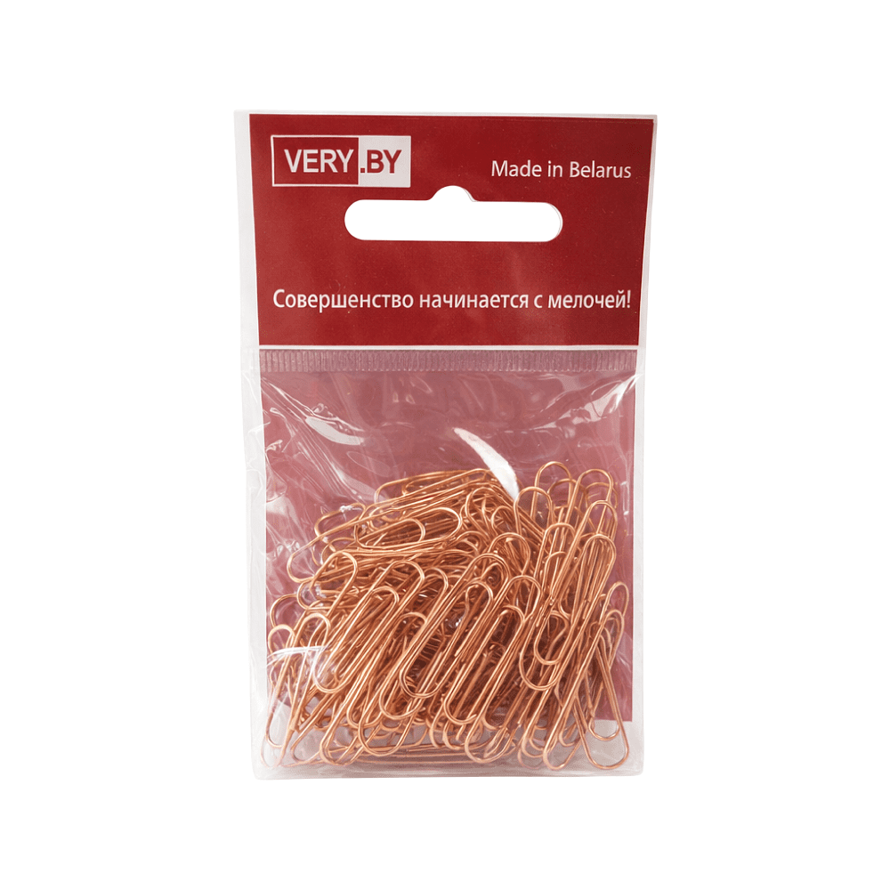 Скрепки овальные "VB", 21 мм, металл, 100 шт, золотистый