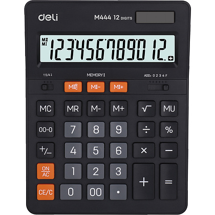 Калькулятор настольный Deli "М444", 12-разрядный, черный