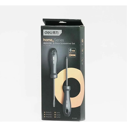 Набор отверток Deli HS EHT1006, 6 шт, Soft Touch, черный - 2