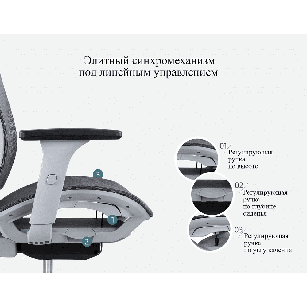 Кресло для руководителя SitZone CH-283A-HS-P1 сетка, серый, -30% - 7