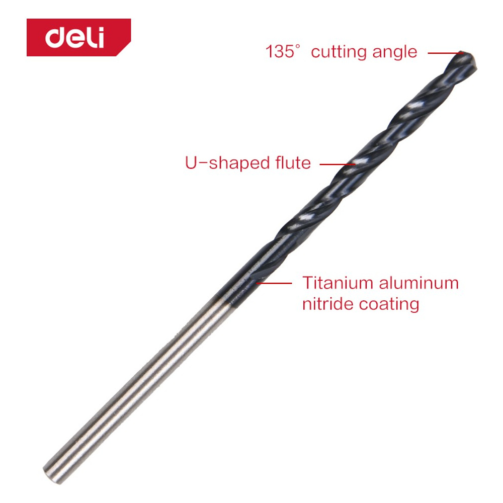 Сверло по металлу Deli RS EDH-MHZ030-E4, 3.0 мм, DIN 338, HSS-TiN - 3