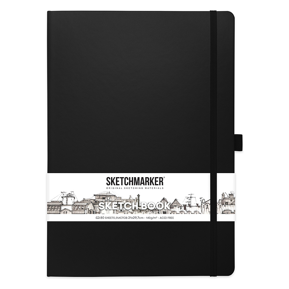 Скетчбук "Sketchmarker", 21x30 см, 140 г/м2, 80 листов, черный