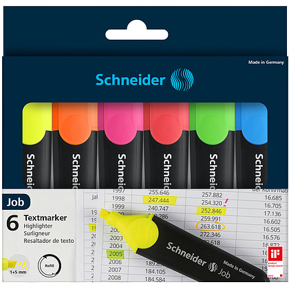 Набор маркеров текстовых "Schneider Job", 6 шт, ассорти - 3