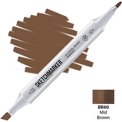 Маркер перманентный двусторонний "Sketchmarker", BR60 коричневый средний