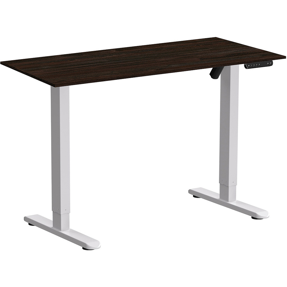 Стол с электроприводом WellDesk Basic 1300x675х18 белый/дуб термо черно-коричневый (9191460+9178193)