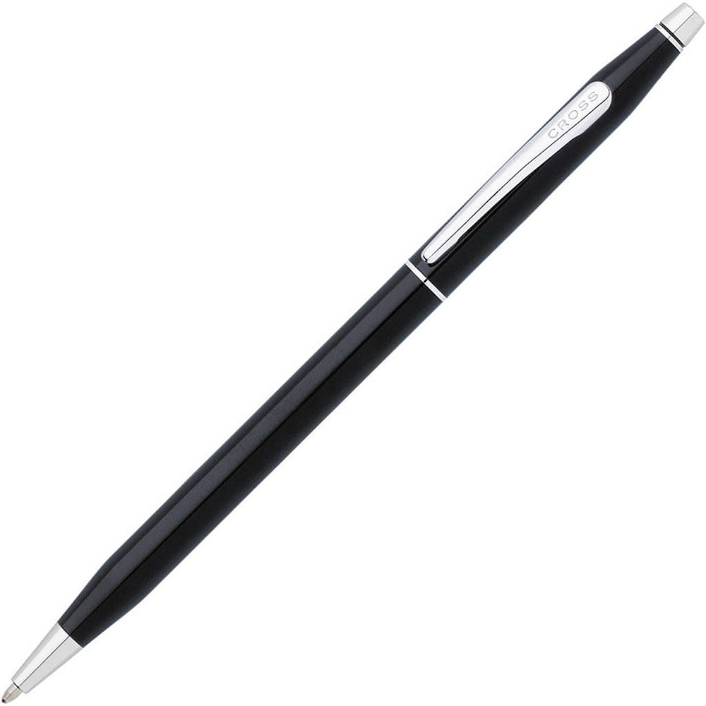 Ручка шариковая автоматическая "Cross Classic Century Black Lacquer", 0.7 мм, черный, серебристый, стерж. черный