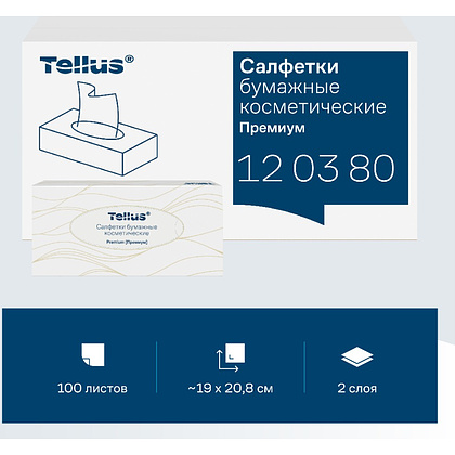 Салфетки косметические Tellus Премиум, 100шт/уп, FT1 - 2