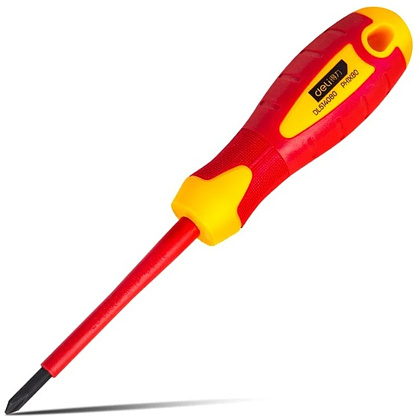 Отвертка диэлектрическая Deli YS EDL5140800, PH1х80 мм, желтый, красный