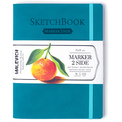Скетчбук для маркеров "Markers", 15x19 см, 220 г/м2, 18 листов, бирюзовый