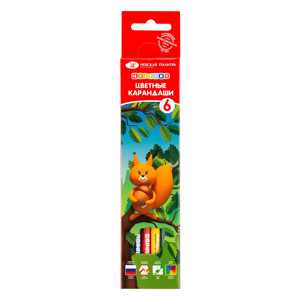 Цветные карандаши "Цветик", 6 шт, шестигранные