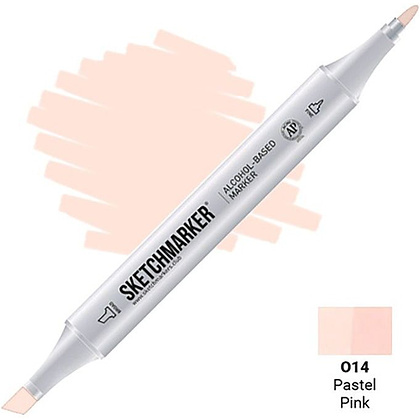 Маркер перманентный двусторонний "Sketchmarker", O14 розовый пастельный