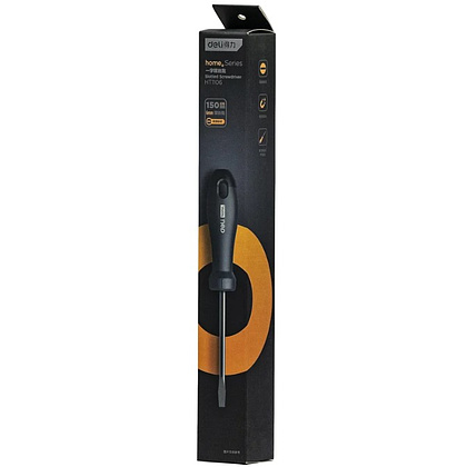 Отвертка Deli HS EHT1106, SL6х150 мм, Soft Touch, черный - 2